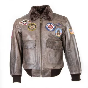 B-2 Mens Top Gun Pilot Bomber Leather Jacket