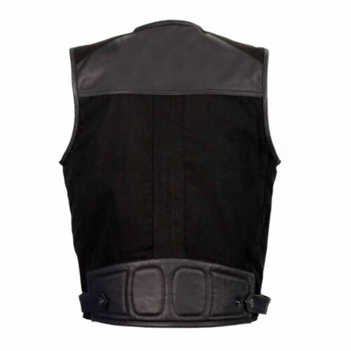 Men's Black Multi-Pocket Leather Vest