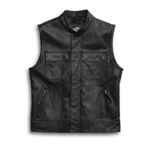 Men's Foster Black Leather Vest