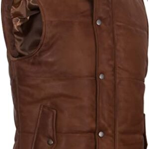 Men's Brown Puffer Leather Vest