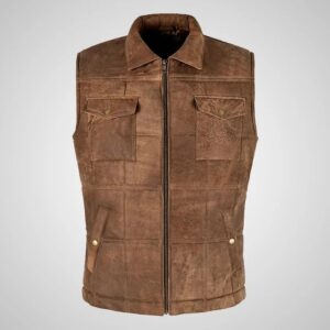 Men's Brown Buff Padded Leather Vest