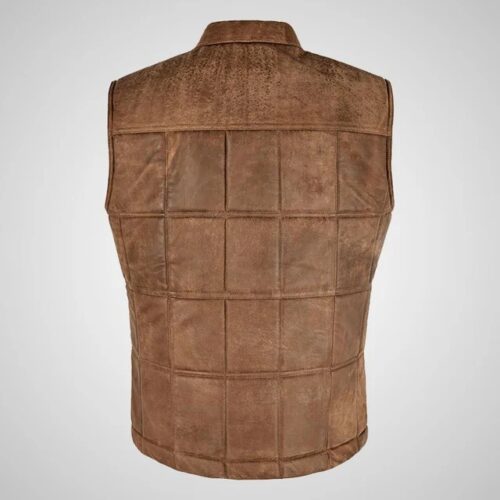 Men's Brown Buff Padded Leather Vest