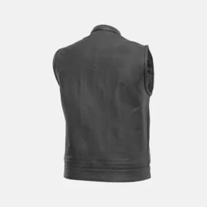Mens Motorcycle Black Leather Vest