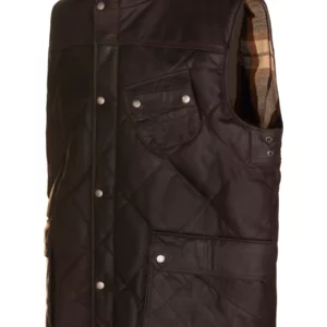 Mens Quilted Brown Leather Vest