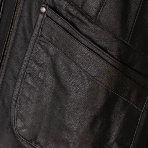 Black Quilted Leather Vest for Men