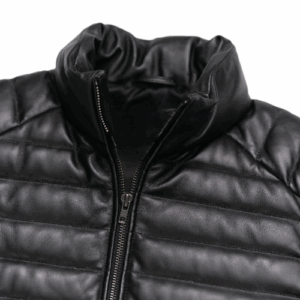 Mens Black Quilted Leather Vest