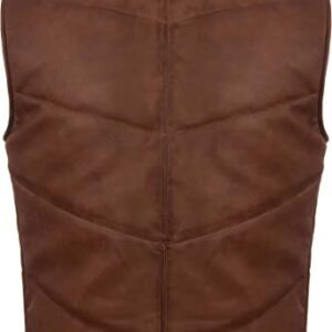 Men's Brown Puffer Leather Vest