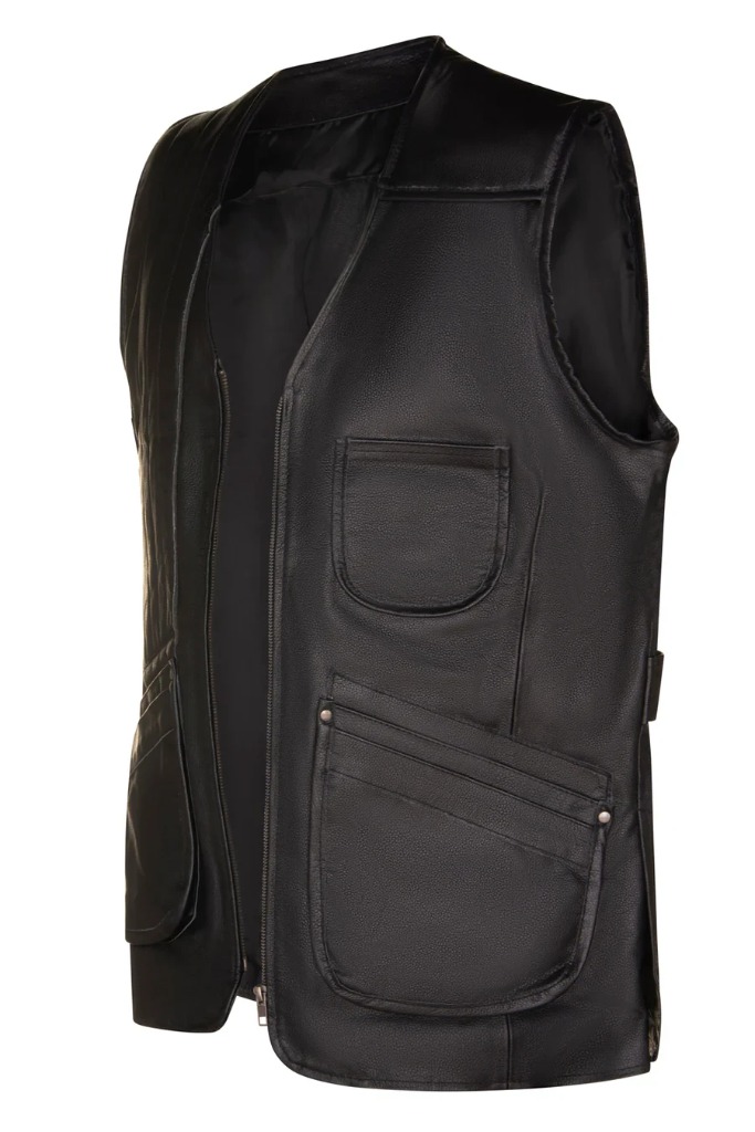 Men's Black Cow Hide Leather Vest