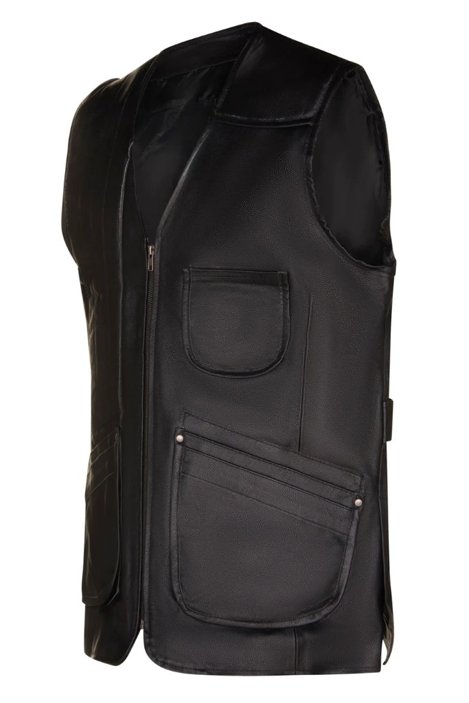 Men's Black Cow Hide Leather Vest
