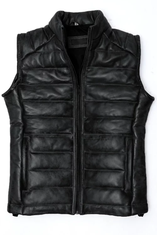 Mens Black Bridger Leather Down Vest