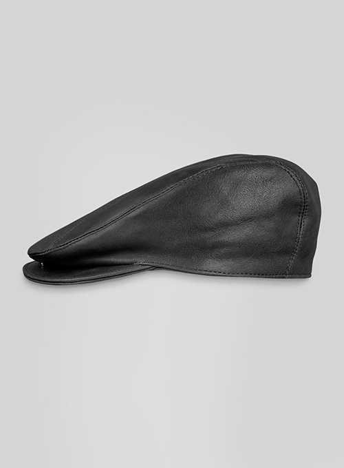 Men's Black Leather Cap