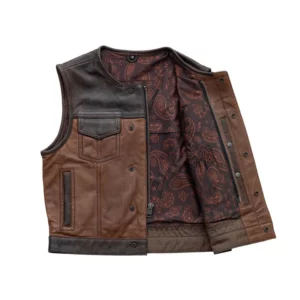 Mens Dark Brown Motorcycle Leather Vest