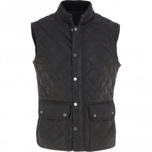 Mens Diamond Quilted Black Leather Vest