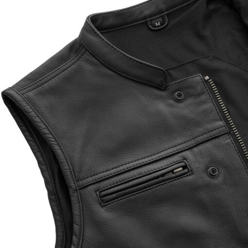 Mens Motorcycle Black Leather Vest