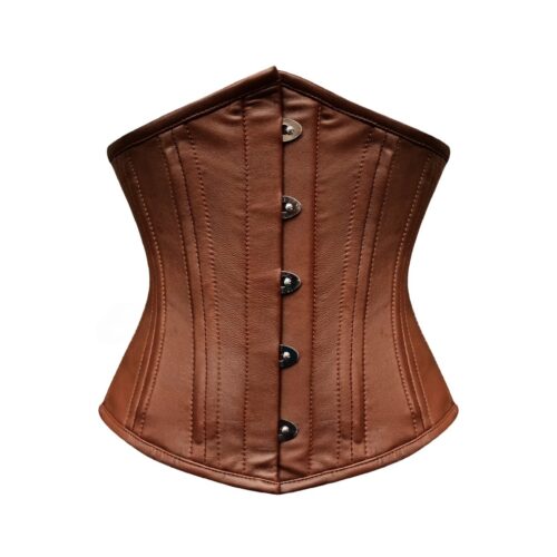 Women's Brown Leather Underbust Corset