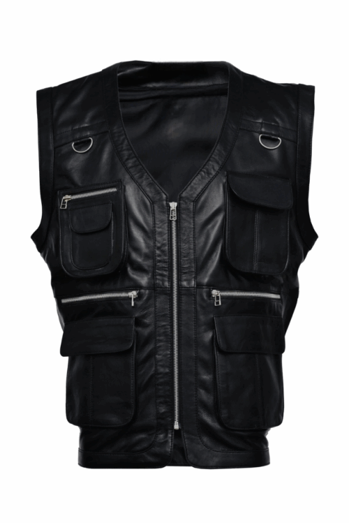 Men's Hunter Valley Black Leather Vest