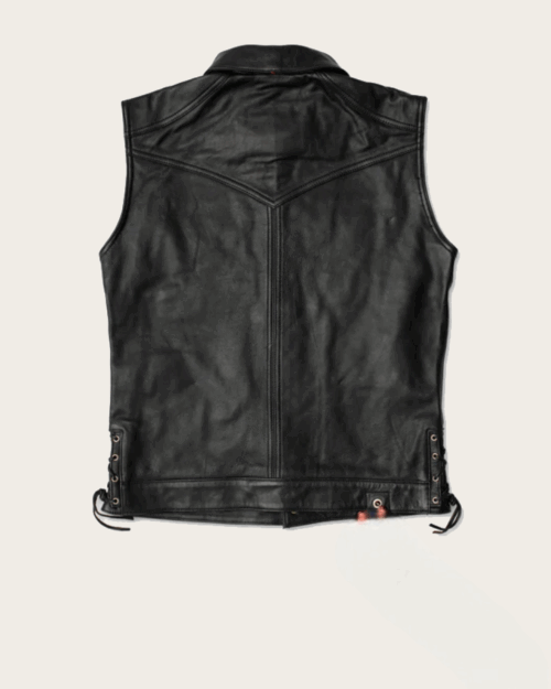 Men’s Black Full Grain Cowhide Leather Vest