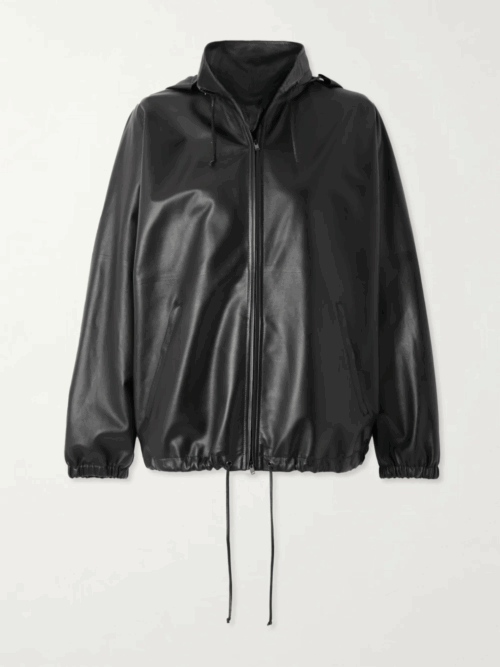 Mens Black Vetements Hooded Leather Jacket
