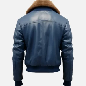 Mens Blue Flight Bomber Leather Jacket