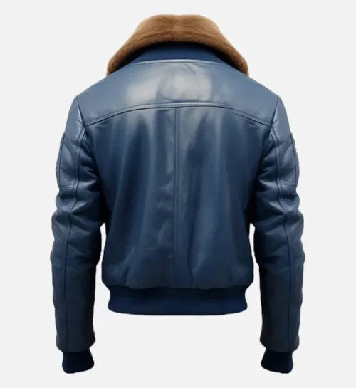Mens Blue Flight Bomber Leather Jacket