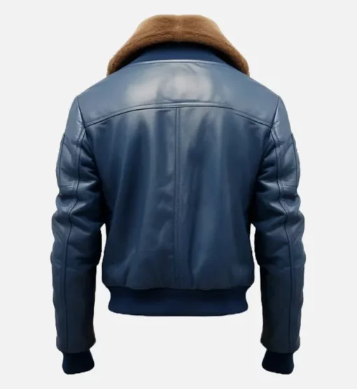 Men's Blue Flight Bomber Leather Jacket