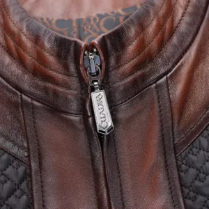 Men's Brown Ovine contrasting leather Vest