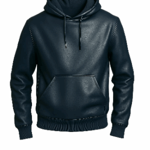 Men's Fashion Pullover Leather Pocket Black Hoodie