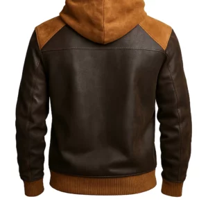 Men's PU Patchwork Suede Leather Hoodie