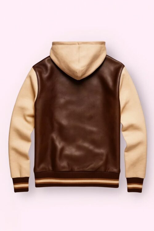 Men's Pullover Style Real Leather Hoodie