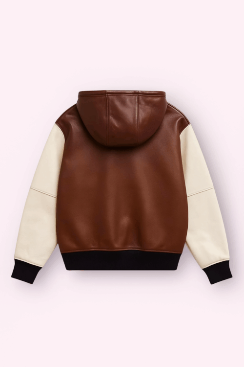 Men's Real Lambskin Brown Leather Hoodie