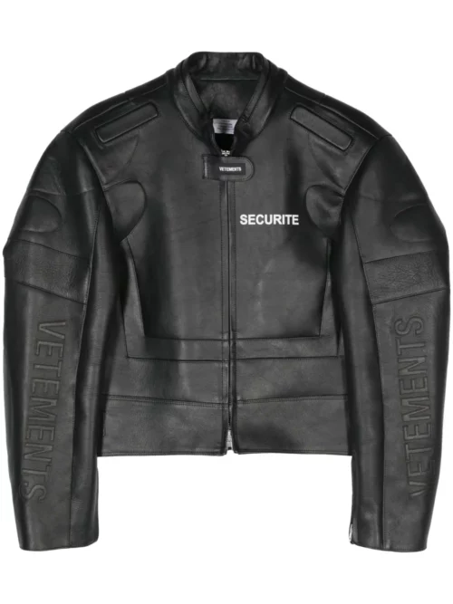 Mens Vetements Securite Black leather jacket
