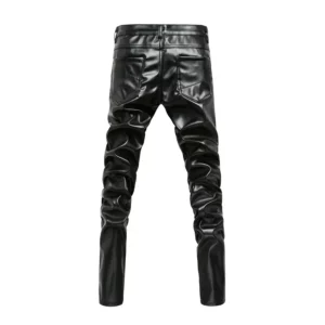 Men's Slim PU Black Leather Pants