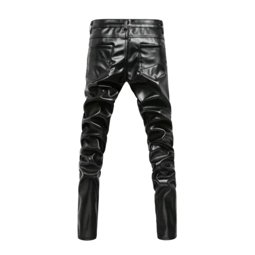 Men's Slim PU Black Leather Pants