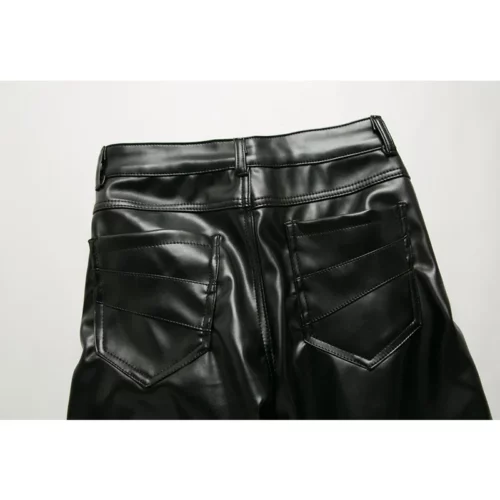Men's Slim PU Black Leather Pants