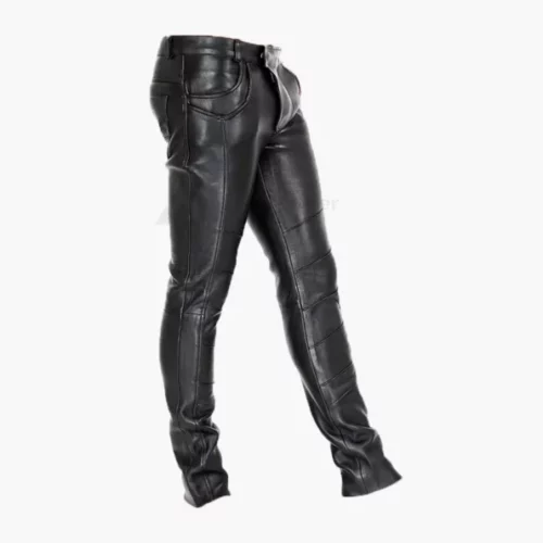 Mens Stylish Black Leather Pants