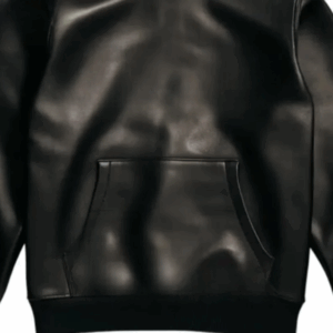 Unisex Black Lambskin Leather Hoodie