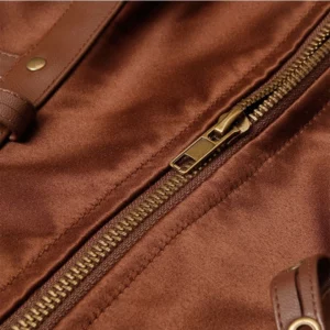 Womens Brown Satin Buckle Leather Corset