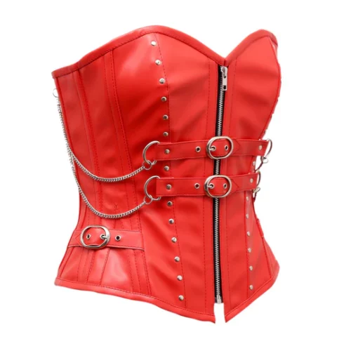 Womens Red Leather Corset