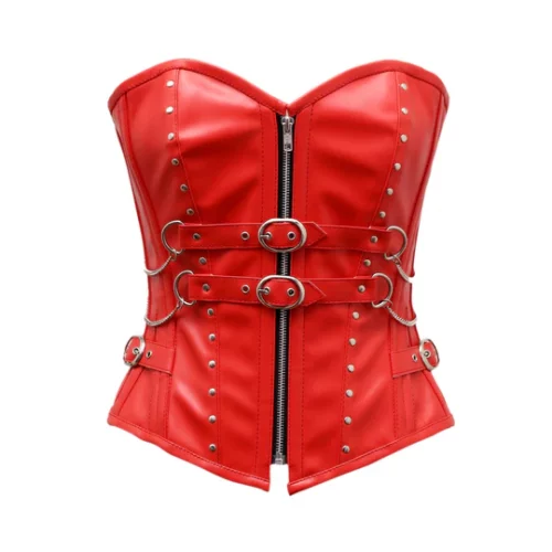 Womens Red Leather Corset