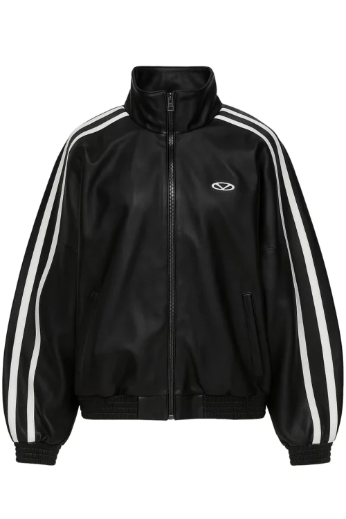 Women VETEMENTS White Strips Gym Leather Jacket