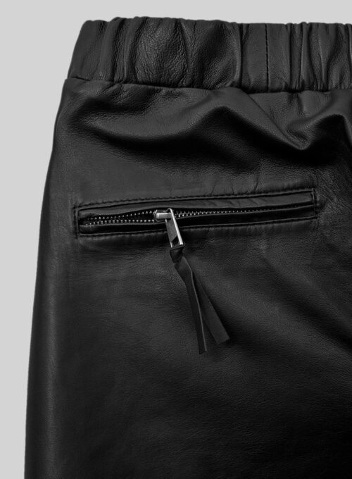 Mens Black Lushfit Jogging Leather Pants
