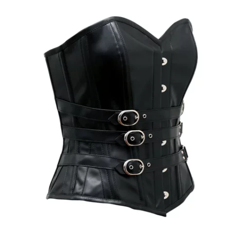womens Juno Black Faux Leather Corset - Image 2