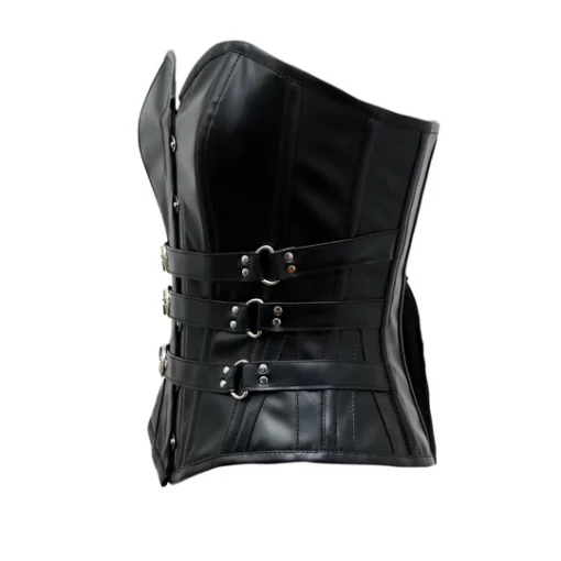 womens Juno Black Faux Leather Corset - Image 3