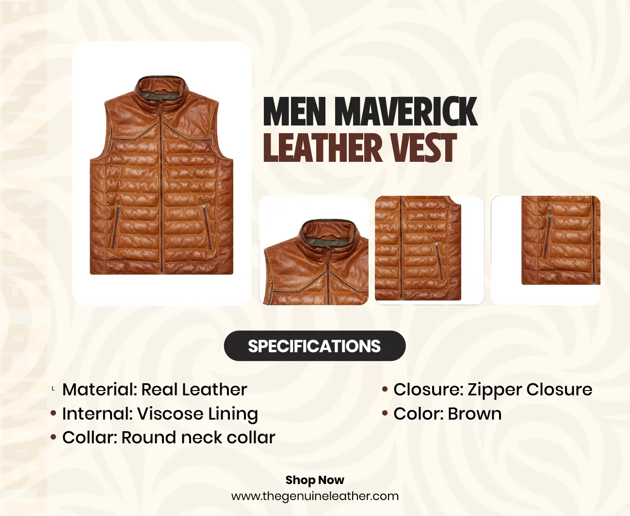 Men Maverick Leather Vest
