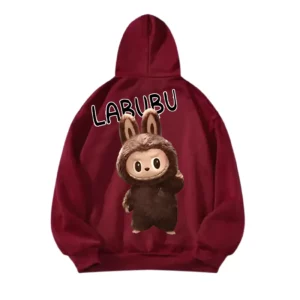 Labubu The Monster Burgundy Hoodie