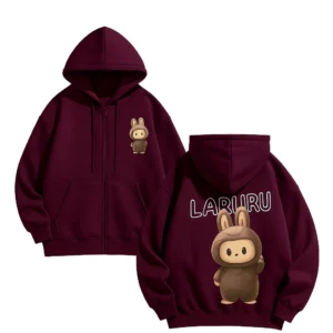 Labubu The Monster Burgundy Hoodie