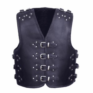 Mens Stylish with Adjustable Buckles Leather Vest