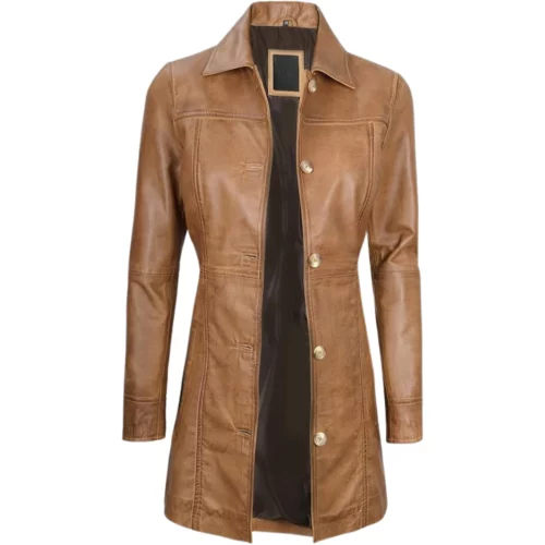 Women's Real Sheepskin Long Leather Coat