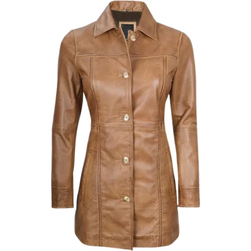 Women's Real Sheepskin Long Leather Coat