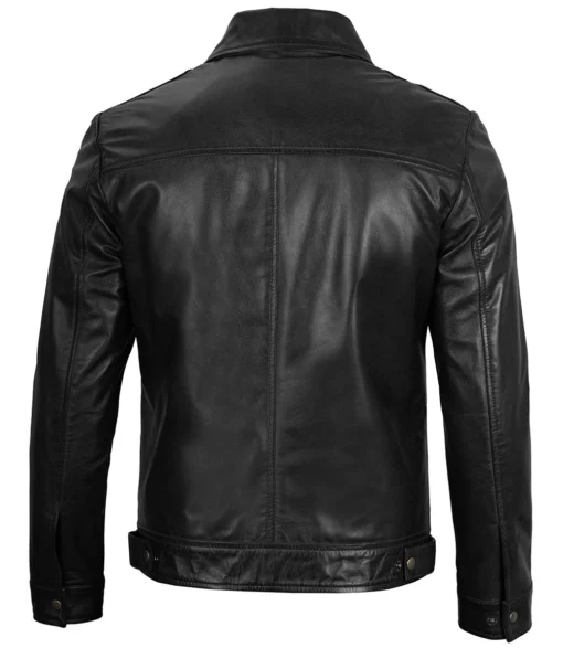 Men's Black Harrington Classic Leather Jacket | Black Jacket